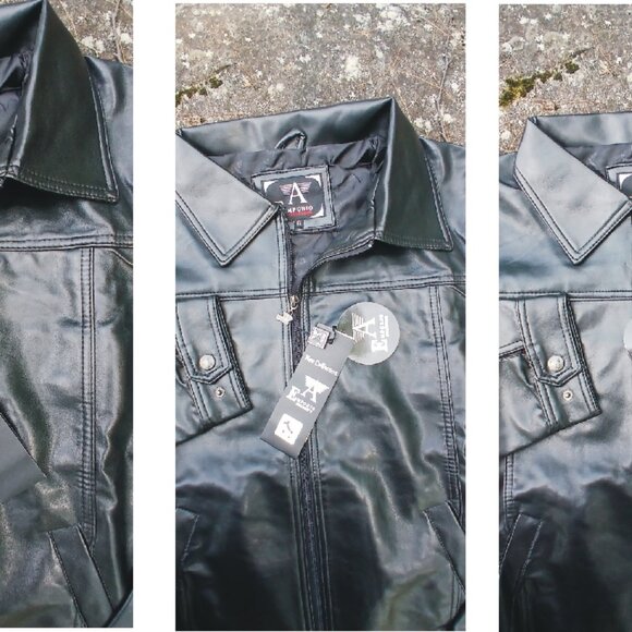 NEW Armani Emporio Collezione Men Faux Leather Zip Up Jacket - Picture 7 of 8